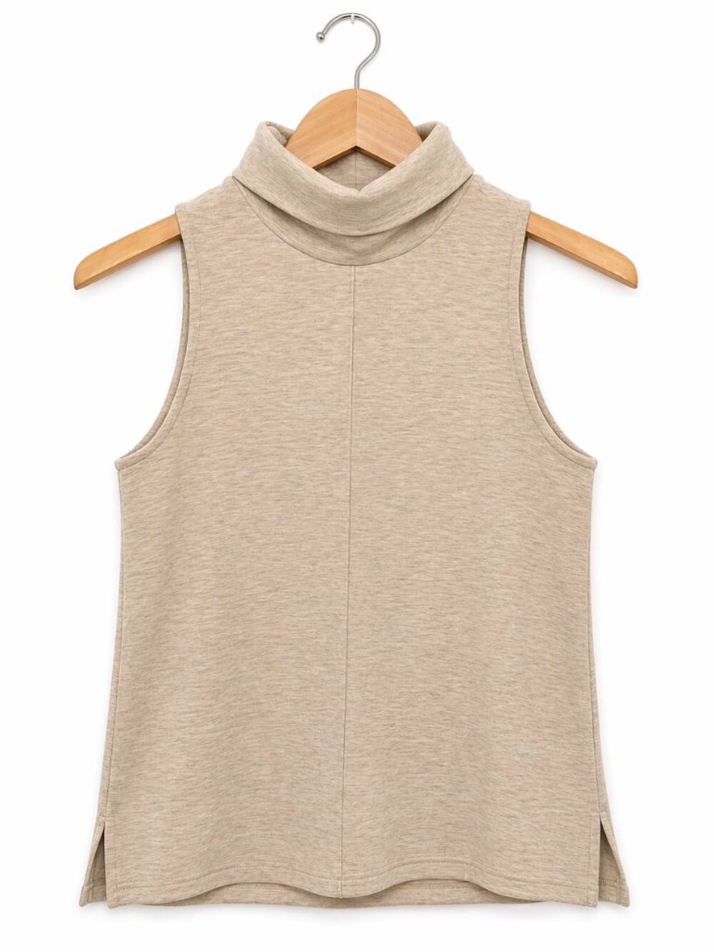 OGL FuzzLuxe Turtle Neck Womens Small Heathered Beige Sleeveless Athleisure NWT